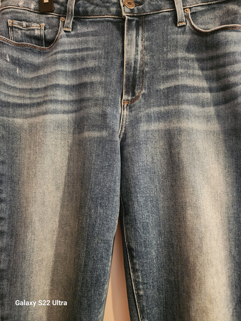PAIGE Faded Light-Blue Cropped Ankle Jeans